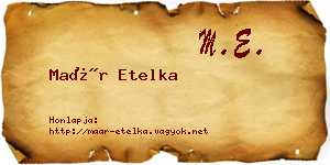 Maár Etelka névjegykártya