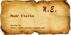Maár Etelka névjegykártya